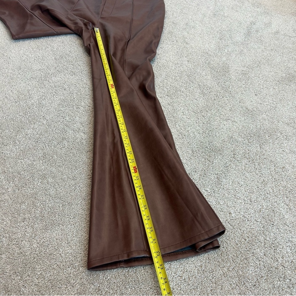 7 for all mankind brown faux leather wide leg bell bottom pants Sz L NWT - Picture 10 of 13